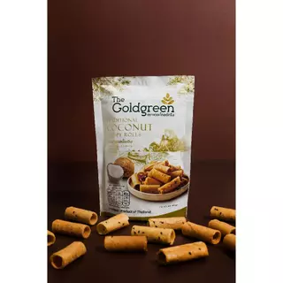 [ซองเดี่ยว] The Goldgreen - ทองม้วนรสดั้งเดิม TRADITIONAL COCONUT CRISPY ROLLS 80 กรัม