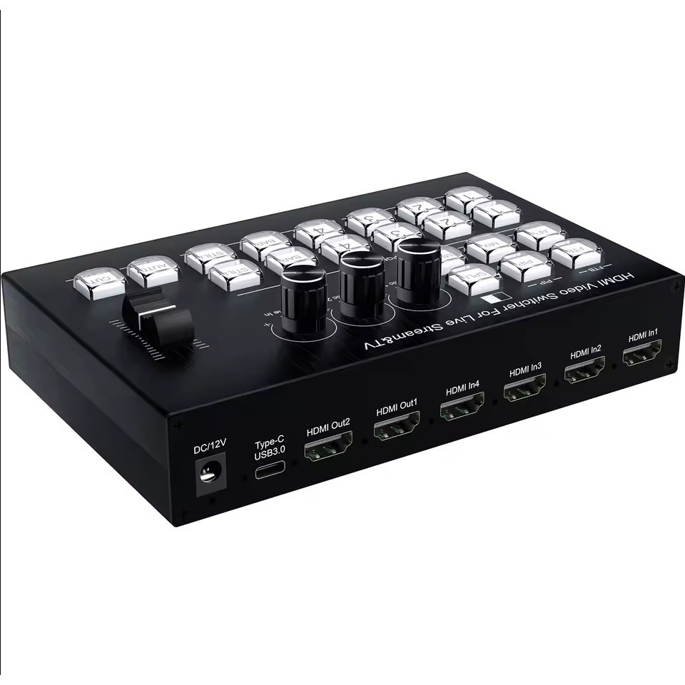 New]4k 4 Channel HDMI Multi Camera Live Streaming Production Video Mixer Switcher Broadcasting Stati