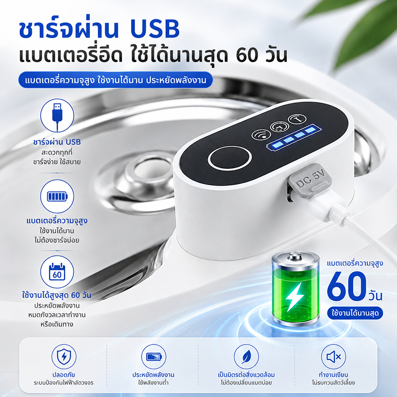 น้ำพุสัตว์เลี้ยง 2.5 ลิตร ตัวเครื่องพลาสติกเกรดอาหาร รูปที่ 6