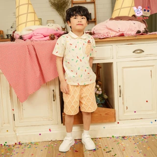 Mix Me กางเกงขาสั้น พิมพ์ลายโคนวาฟเฟิล ผ้า 100%Cotton interlock หนานุ่ม เด็กชาย อายุ 1-7 ปี เสื้อผ้าเด็ก รุ่น 400512
