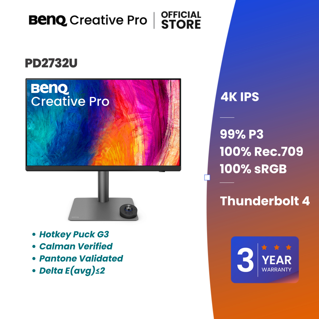 BenQ Creative Pro PD2732U | 27นิ้ว 4K Adobe RGB 99%, P3 99% Thunderbolt 4 Graphic Design Monitor