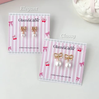 BestSeller💖✨ Elegant Ribbon🪞🎀✨ต่างหูโบว์ สไตล์คุณหนู ลูกคุณ สไตล์เกาหลี ตุ้มหู GlamandGlow.bkk