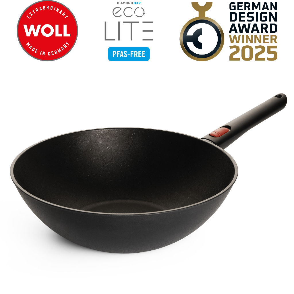 Woll ผลิตในเยอรมัน กระทะก้นลึกเคลือบผิวไดมอนด์ กันติด XXL Wok ปลอดสาร ด้ามจับถอดได้ ใช้ได้กับเตาทุกประเภท ขนาด 30 ซม.