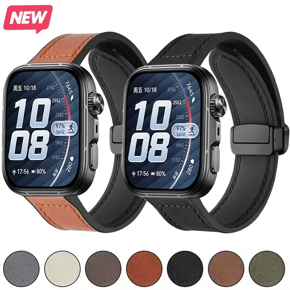 สายหนังแม่เหล็กขนาด สำหรับ Huawei Watch Fit 3/Fit 4/Fit 4 Pro/Fit 5/Fit 5 Pro สายสำหรับสายรัดข้อมือ Huawei Fit3/4/5