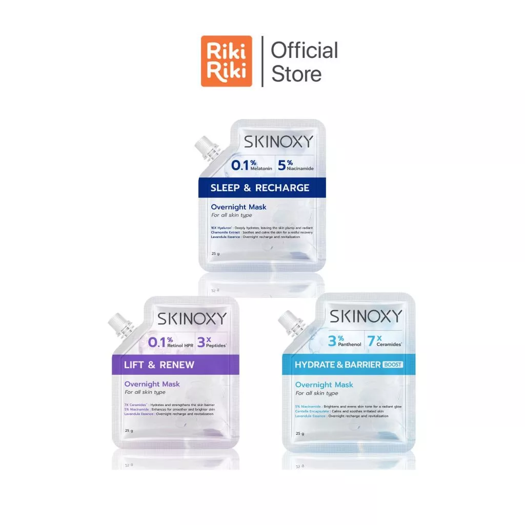 Rikiriki SKINOXY Overnight Mask มาส์กบำรุงผิวหน้า ขนาด 25g. ตอบโจทย์ทุกปัญหาผิว