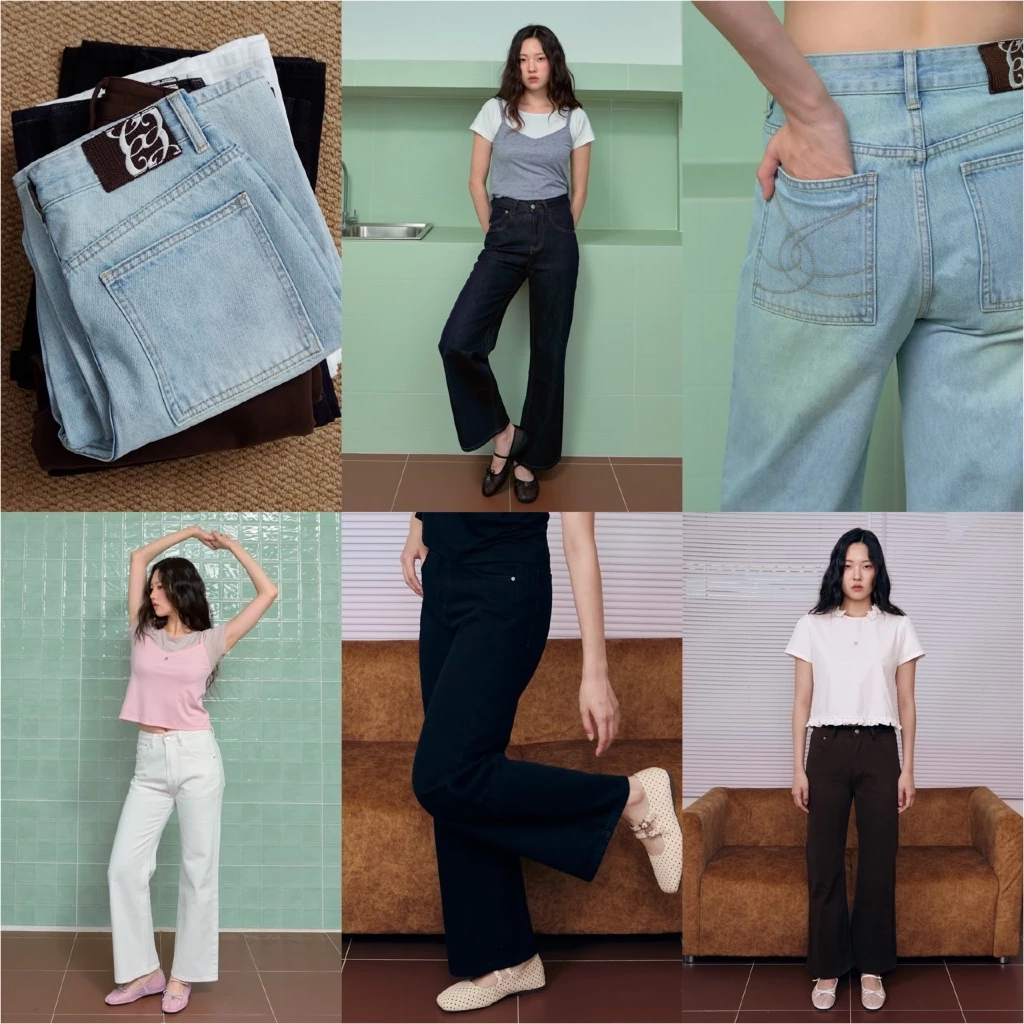 (พร้อมส่ง) CHUUCHOP - (XS-6XL) Genova Jeans กางเกงยีนส์ทรงกระบอกกลาง เอวกลาง ปลายขาบานเล็กน้อย ช่วยให้ดูเพรียว (C8606)