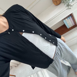 SOFT CARDIGEN เสื้อแขนยาว ผ้าฉลุหัวใจ