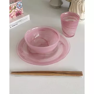 Chansuay - จานสวย 🩷 Rosé Swirl Collection 🩷 จานแก้วโทนชมพูลายหมุนติ้วๆ~