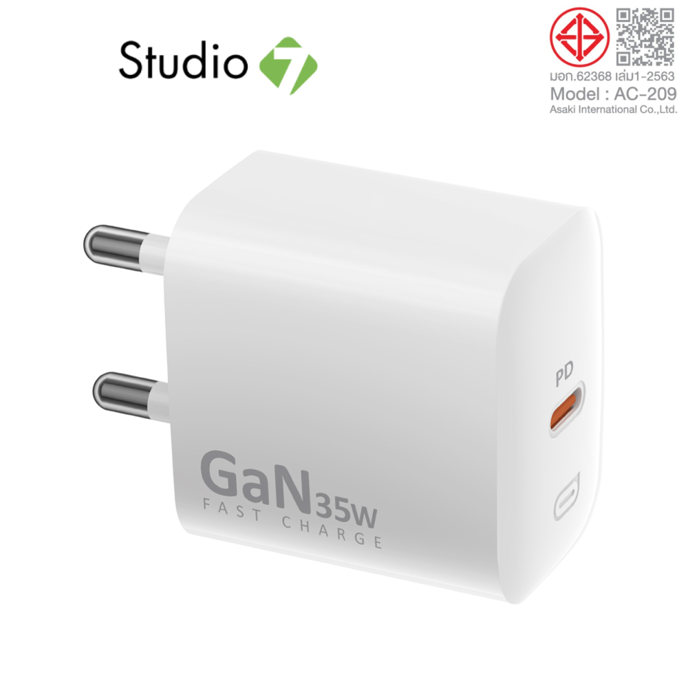 อะแดปเตอร์ ASAKI Wall USB Charger 1 USB-C ชาร์จไว PD35W รุ่น A-2434D White by Studio7