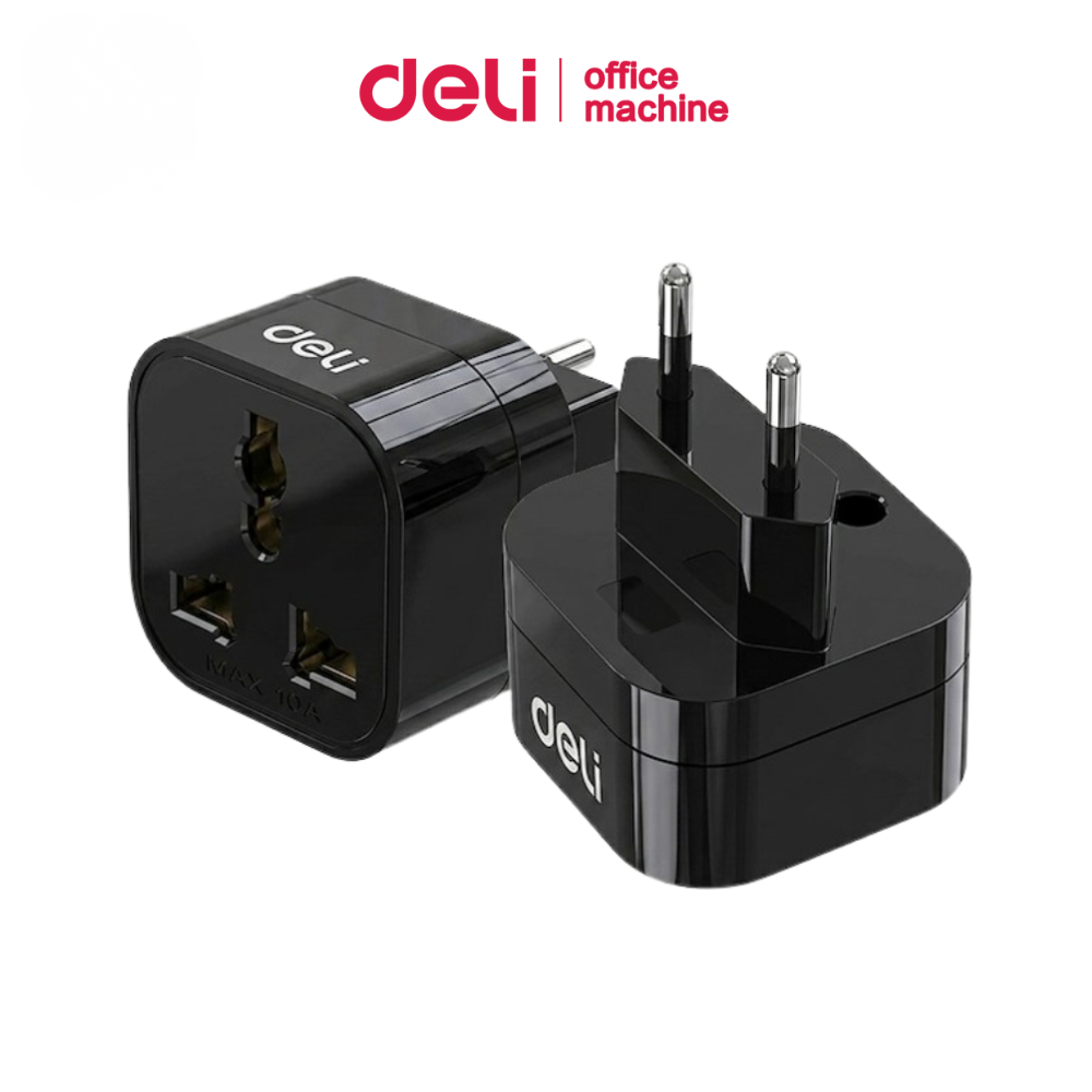 Deli หัวแปลงปลั๊กไฟ อะแดปเตอร์สากล ช่องเสียบแน่น รองรับมาตรฐานสากล ใช้ได้หลายประเทศ Travel Adapter