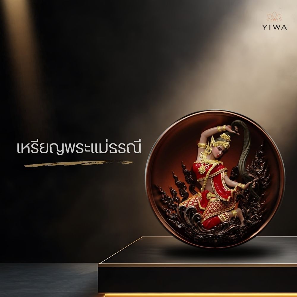 งานพุทธศิลป์ พร้อมส่ง เหรียญพระแม่ธรณี ขนาด 3.5 ซม.