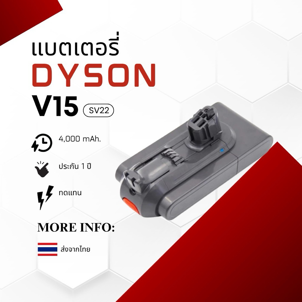 แบตเตอรี่ (ทดเแทน) เครื่องดูดฝุ่น Dyson ไดสัน รุ่นV15 (SV22) ประกัน 1 ปี พร้อมส่ง🇹🇭