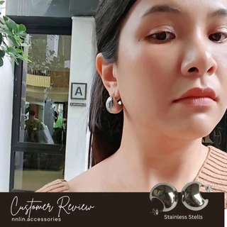 💫 nnlin. Moon C Shape ต่างหูพระจันทร์เสี้ยวตัว C ชุบทอง 14K/18K (Alloy / Stainless Steel)