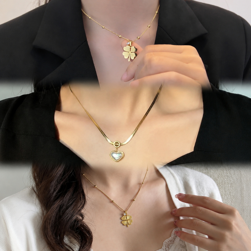 LC+สร้อยคอผู้หญิง เหล็กไทเทเนียม จี้รูปหัวใจ LOVE สไตล์เกาหลี มินิมอล หรูหรา ไม่ซีดจาง เครื่องประดับแฟชั่น