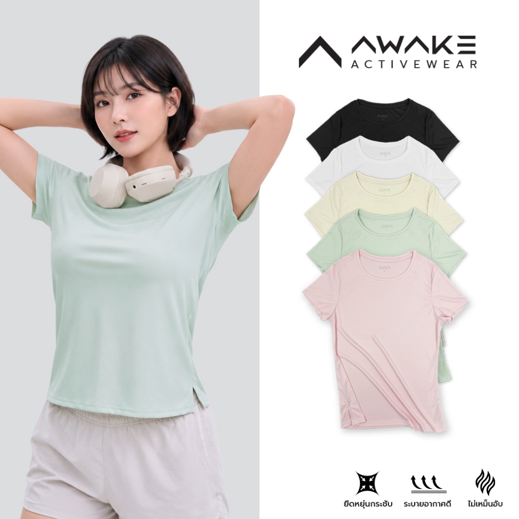 AWAKE เสื้อกีฬาคอกลมสำหรับผู้หญิง MICRO ACTIVE