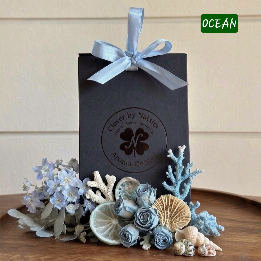 กลิ่น Ocean ถุงหอม Clover By Natsira สำหรับตู้เสื้อผ้า รถยนต์ กลิ่นหอมสดชื่น ขจัดกลิ่นไม่พึงประสงค์