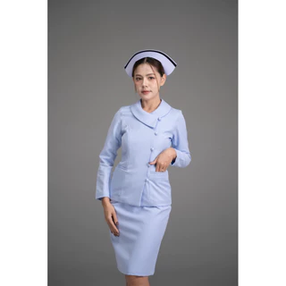 พร้อมส่ง**เฉพาะเสื้อ**คอบัวป้ายแหลม แขนสั้น+แขนยาว ผ้าวาเลนติโน่ สีขาวโอโม่ ชุดพยาบาลสำเร็จรูป เกรดดี ชุดพยาบาลร้านอ๋อง