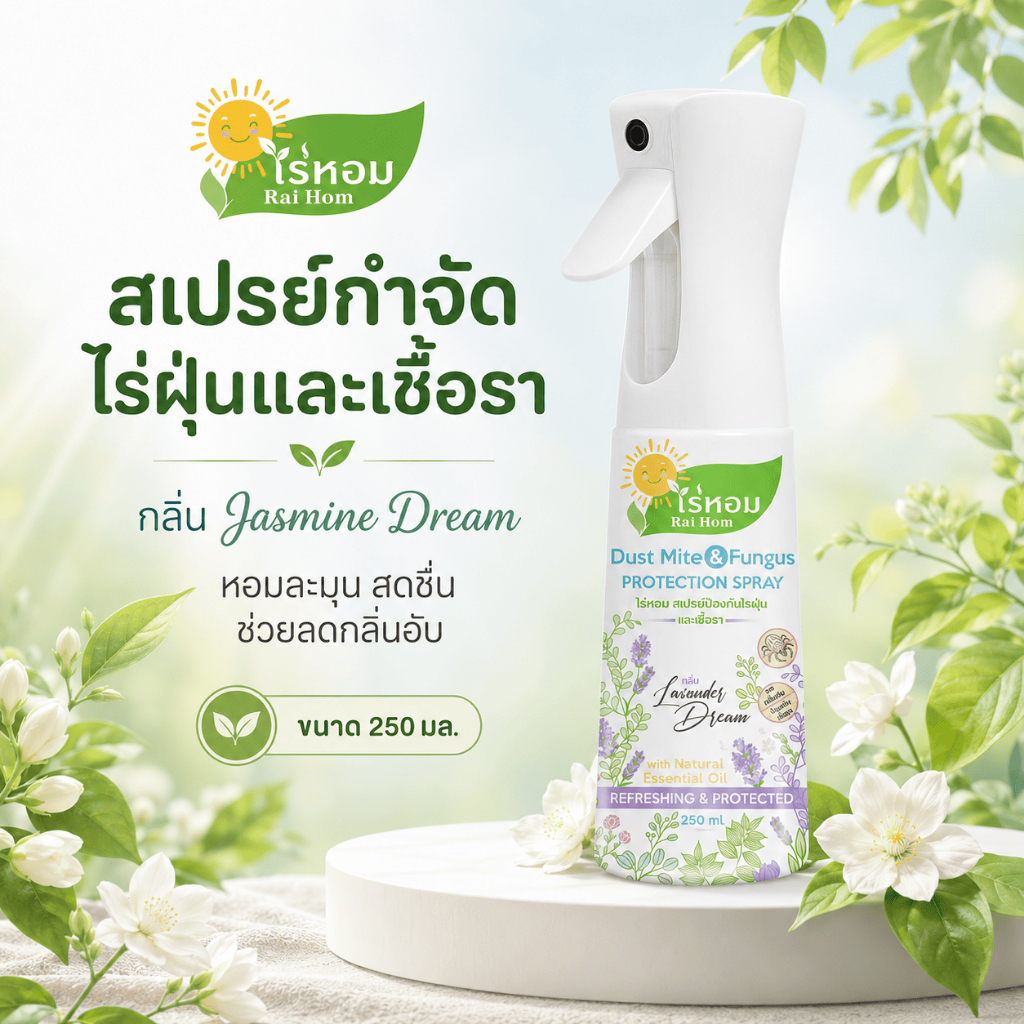 ไร่หอม - สเปรย์ไรฝุ่นและเชื้อรา กลิ่นมะลิ Jasmine Dream ขนาด 250 มล.