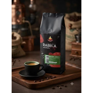 เมล็ดกาแฟคั่ว เกรดพรีเมียม Rabika มาสเตอร์เขียว บรรจุ 500 กรัม (คั่วเข้มมาก) กาแฟสด คั่วบด กาแฟ ร้านกาแฟ คาเฟ