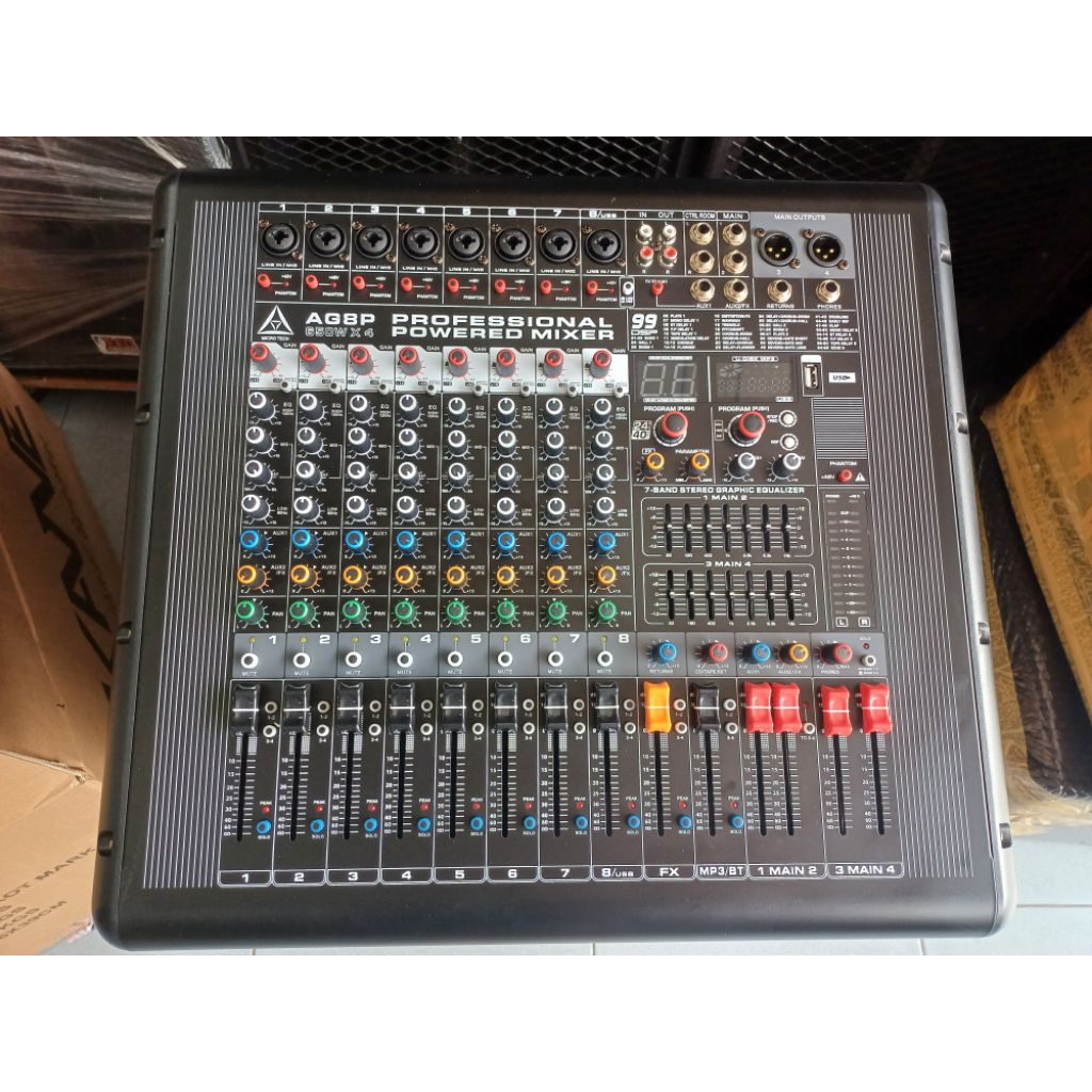 พาวเวอร์MIXER MICROTECH AG-8P มีครอสในตัว 650Wx650W เอฟเฟแท้ 99DSP USB บูธูท