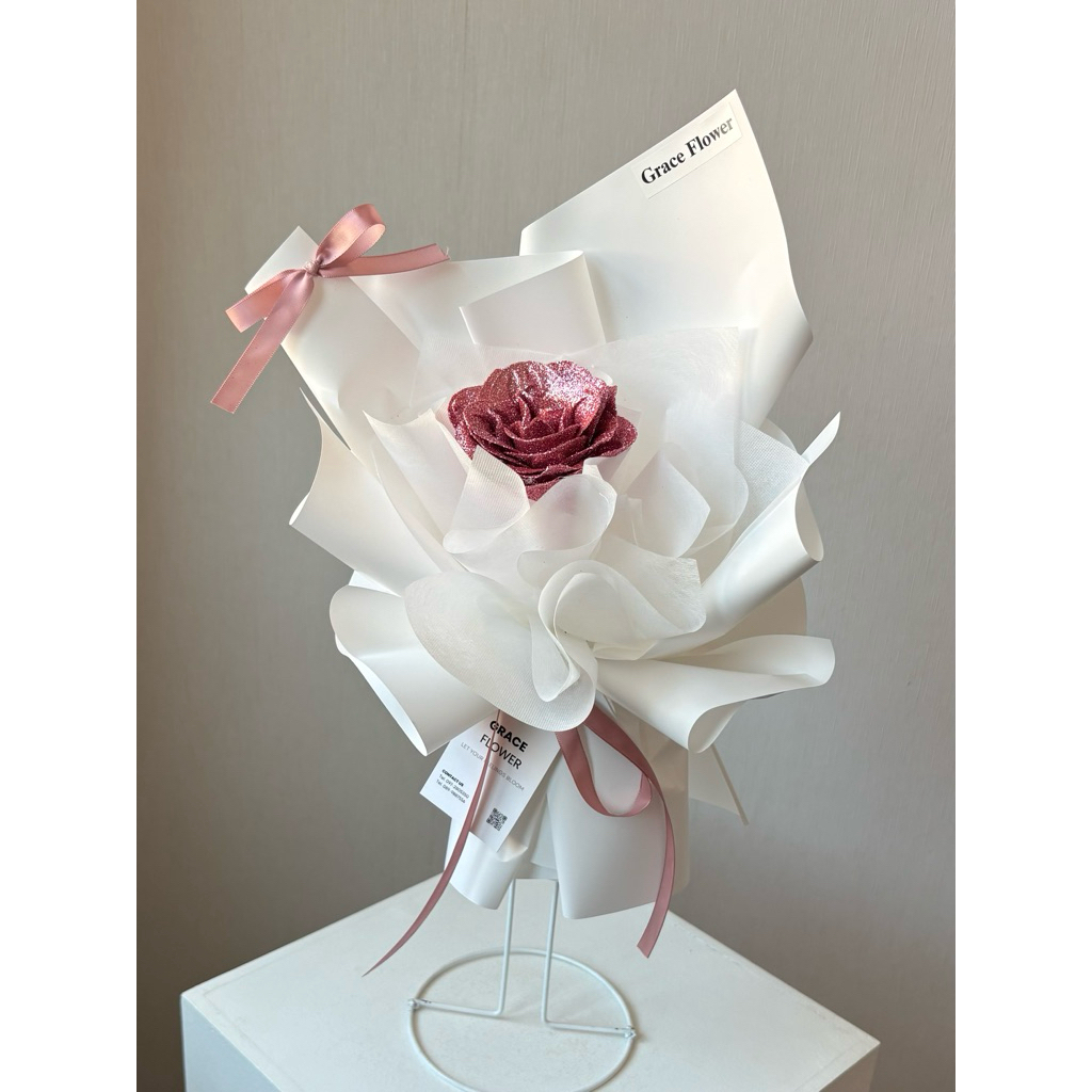 [ สินค้าพร้อมส่งด่วน ] Size mini ช่อดอกไม้ประดิษฐ์ กุหลาบกลิตเตอร์ มินิโรสโกลด์ (Mini Glitter Rose) วันแม่