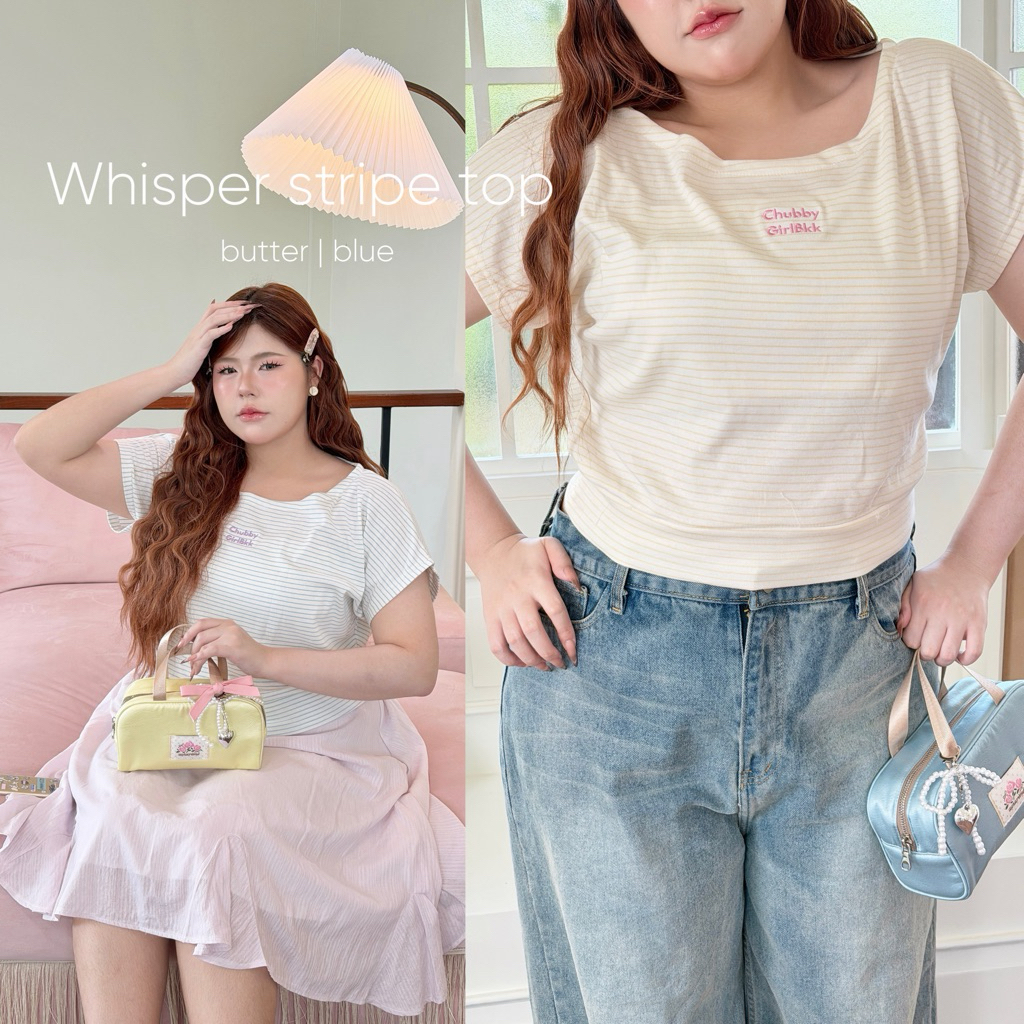 Chubbygirlbkk-Whisper stripe top📝 “เสื้อยืดลายริ้ว ดีเทลน่ารัก แมชง่าย เก็บทรง”