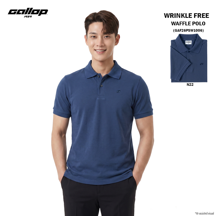 GALLOP Men’s Wrinkle Free Waffle Polo เสื้อโปโลวาฟเฟิล ทรง Regular Fit (GAF26PSW1006-N22)