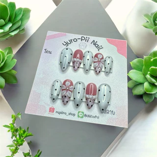 เล็บปลอมพร้อมส่ง (ไซส์ M) S ติดได้ ความยาวสั้นกุด-ยาวกลาง-ยาว💅 ฟรีกาวชมพู+ตะไบทุกชุด