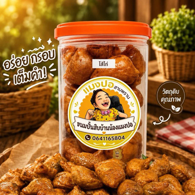 ขนมปั้นสิบไส้ไก่ [ 350 กรัม/กระปุก ]