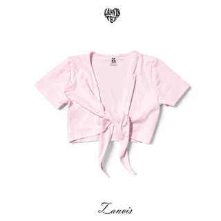 (Zanvis tee) Tie front short sleeve top เสื้อยืดครอปแขนสั้น ดีไซน์ผูกเอวผ้าคอตตอลยูนิ ใส่สบาย เนื้อนุ่ม ยืดได้เยอะ