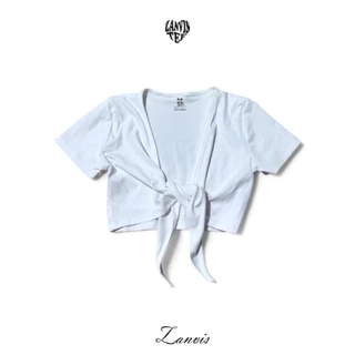 (Zanvis tee) Tie front short sleeve top เสื้อยืดครอปแขนสั้น ดีไซน์ผูกเอวผ้าคอตตอลยูนิ ใส่สบาย เนื้อนุ่ม ยืดได้เยอะ
