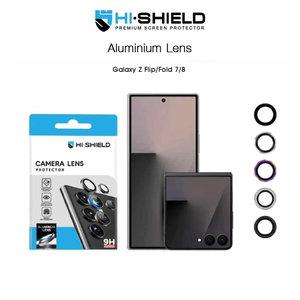 HISHIELD Aluminium Lens กระจกนิรภัยเลนส์กล้องเกรดพรีเมี่ยม ฟิล์มสำหรับ Galaxy Z Flip/Fold 7/8 (New)
