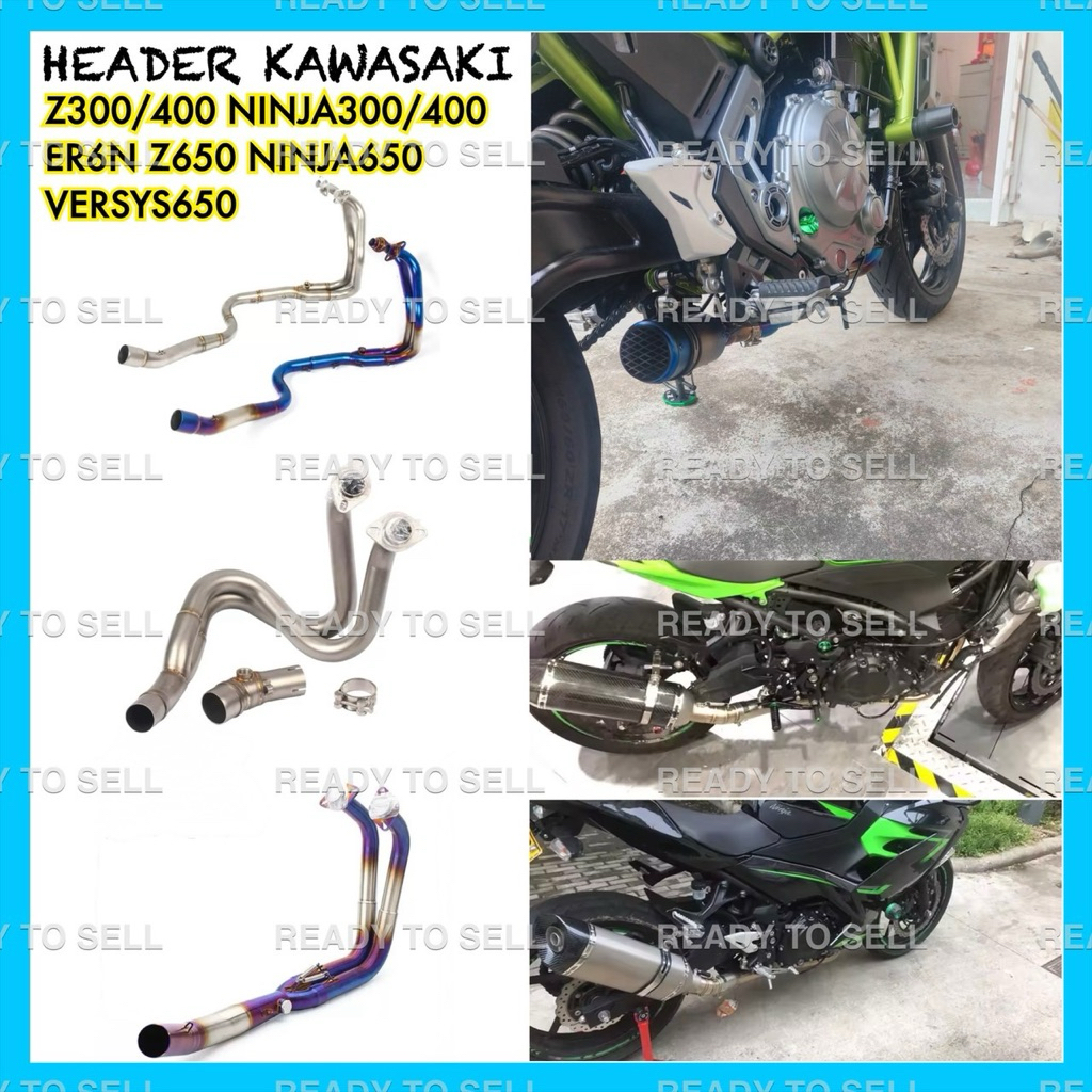 คอท่อHeader Kawasaki z250 Z300/Ninja300 Z400/Ninja400 ER6N Ninja650 Versys650 Z650
