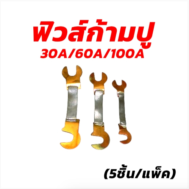 100 ชิ้น ฟิวส์ก้ามปู 30 , 60 , 100 แอมป์ ฟิวส์ ระบบไฟฟ้า ทองแดงแท้