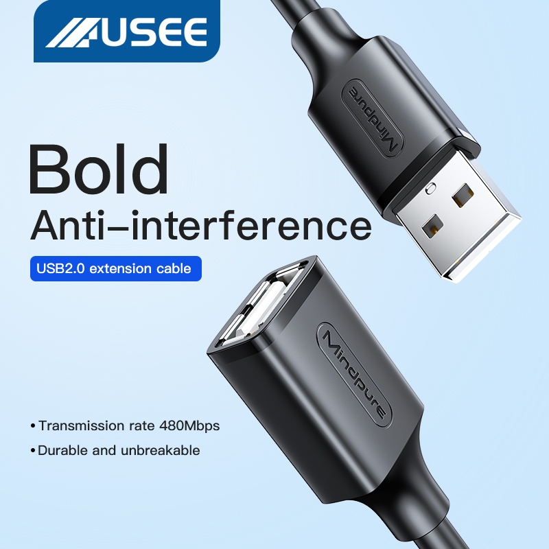 USEE สาย USB 2.0 ต่อเพิ่มความยาว USB ความยาว 1M/2M/3M/5M USB Extension Cable สายต่อคีย์บอร์ดเมาส์ ดิสก์