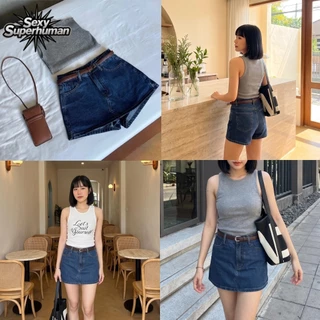 (พร้อมส่ง)denim skirt กระโปรงกางเกงยีนส์ มีซับใน