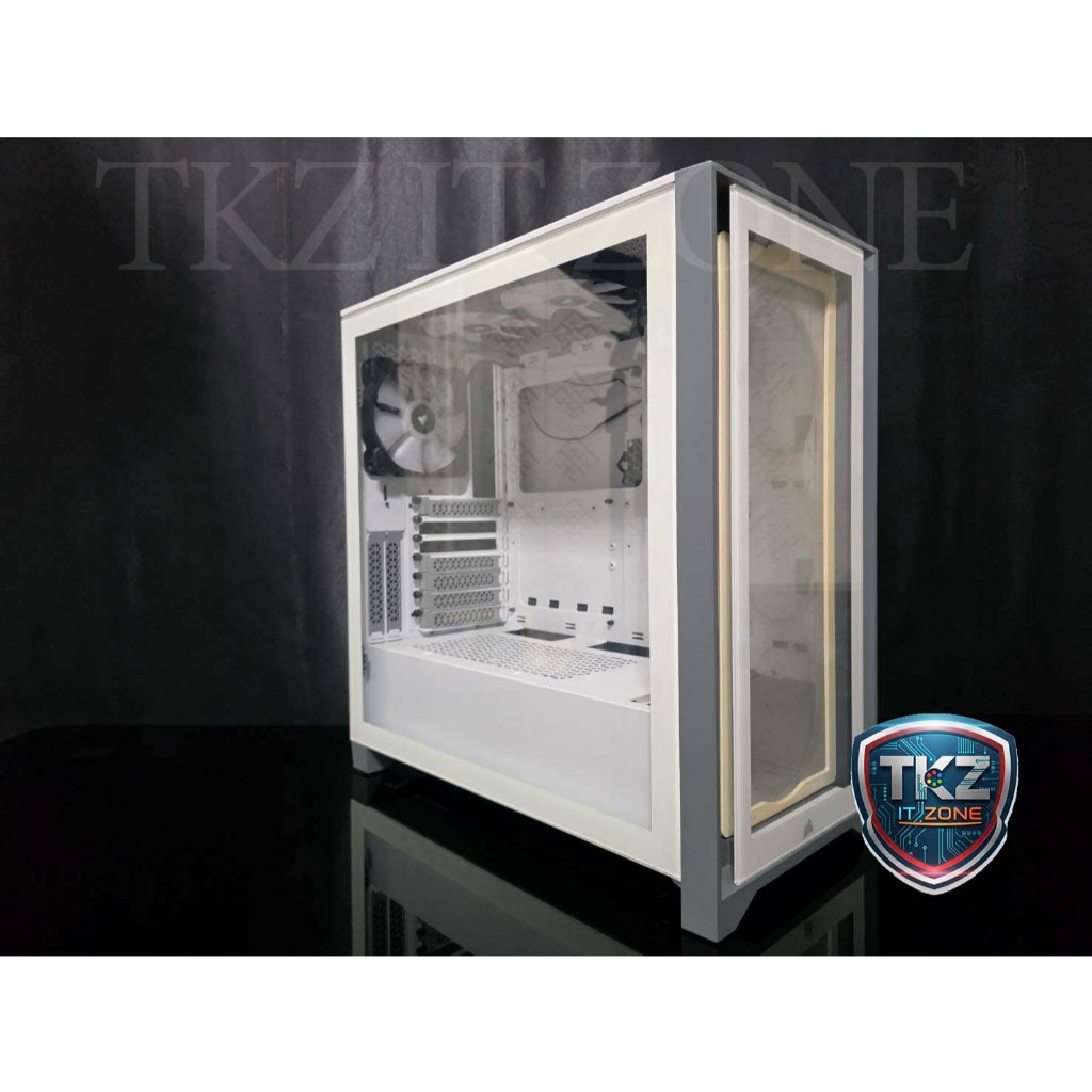 (มือสอง) เคสคอมพิวเตอร์ (computer case)  CORSAIR ICUE 4000X RGB TEMPERED GLASS (WHITE)  (ขนาด ATX )