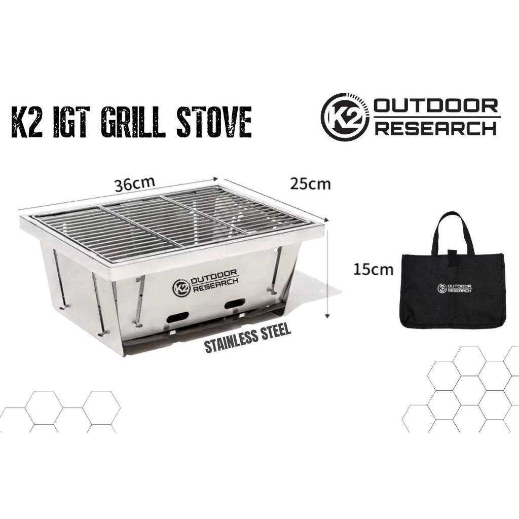 K2 เตาปิ้งย่าง K2 IGT GRILL STOVE วัสดุ Stainless Steel ขนาด 36x25x15 ซม. น้ำหนักเบา 2.5 กก. สำหรับแ