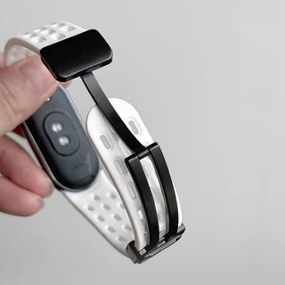 สายรัดข้อมือ Xiaomi Mi Band 10 อย่างเป็นทางการ พร้อมตัวล็อคแม่เหล็กระบายอากาศ และสายซิลิโคนเจาะรูสำหรับ Xiaomi 8/9 NFC