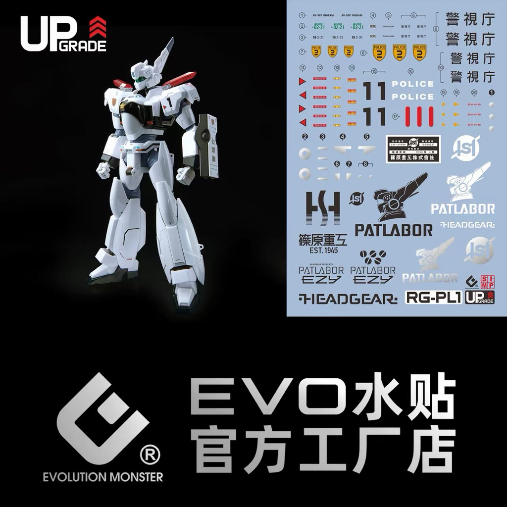 ⬜️ดีคอลน้ำ EVO RG-PL1 DECAL AV-98PLUS INGRAM (INGRAM.PLUS) เรืองแสงแบล็คไลท์