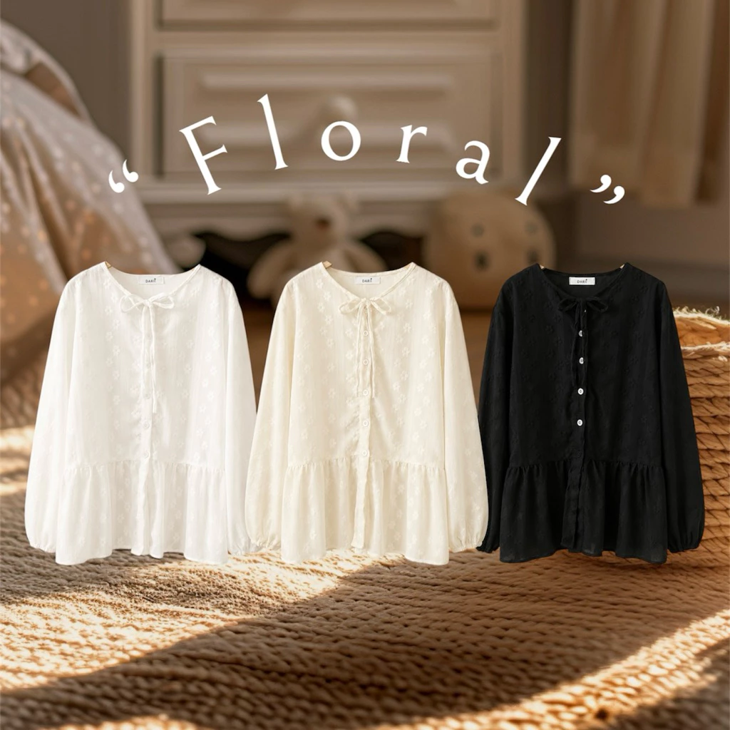 Floral Top ✿ | เสื้อแขนยาว ต่อระบาย 1 ชั้น