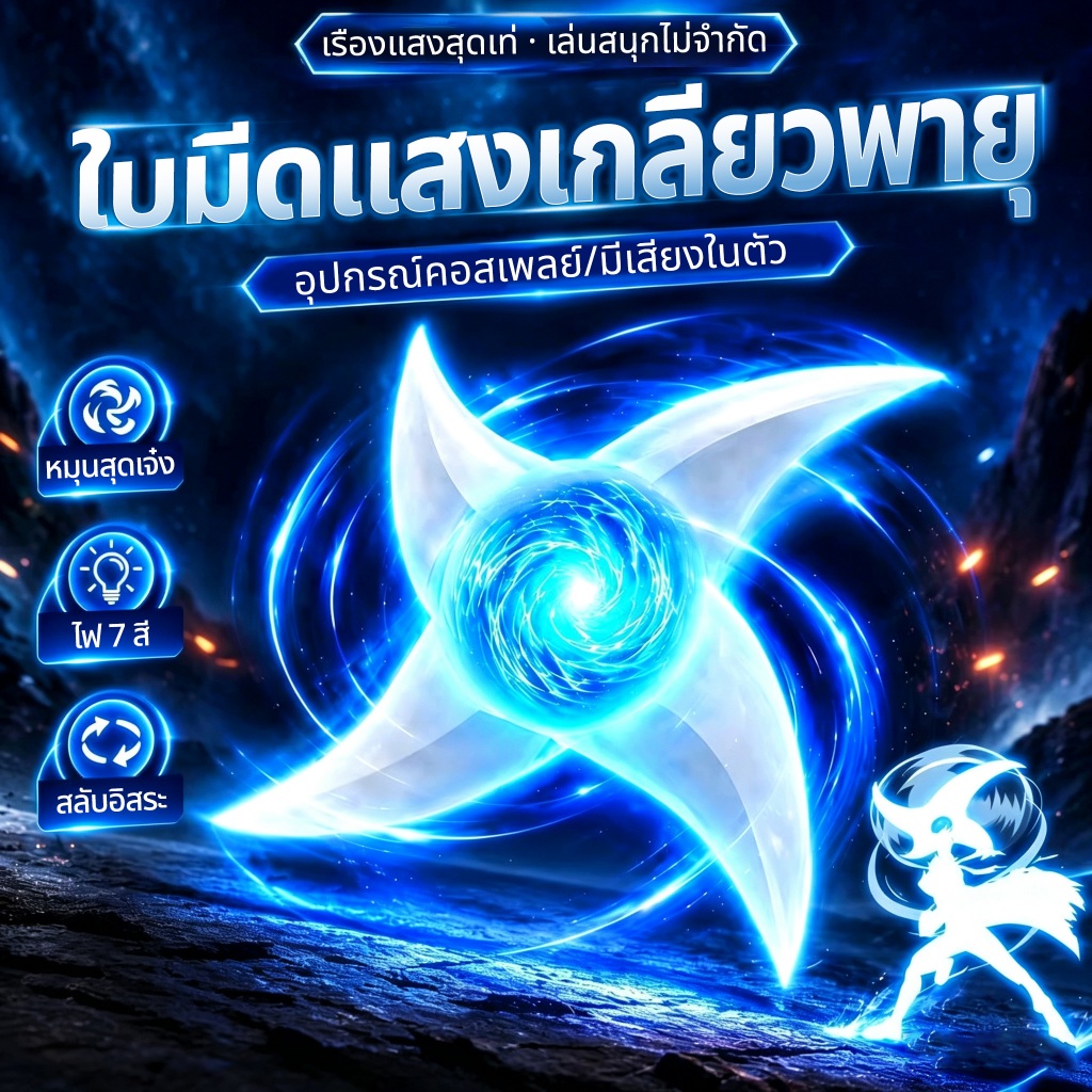 ดาบแสงเกลียวหมุน ดาบแสงเกลียวหมุน ของเล่นมีไฟ ของเล่นคลายเครียด มีไฟ 7 โหมด มีเสียง อุปกรณ์คอสเพลย์ พร็อพถ่ายคลิป