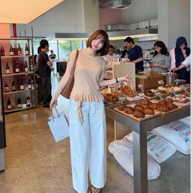 A682 YQ Korean Shop Mellen Cargo Pants กางเกงทรงคาร์โก้ผสมบาเรล ป้ายYQ