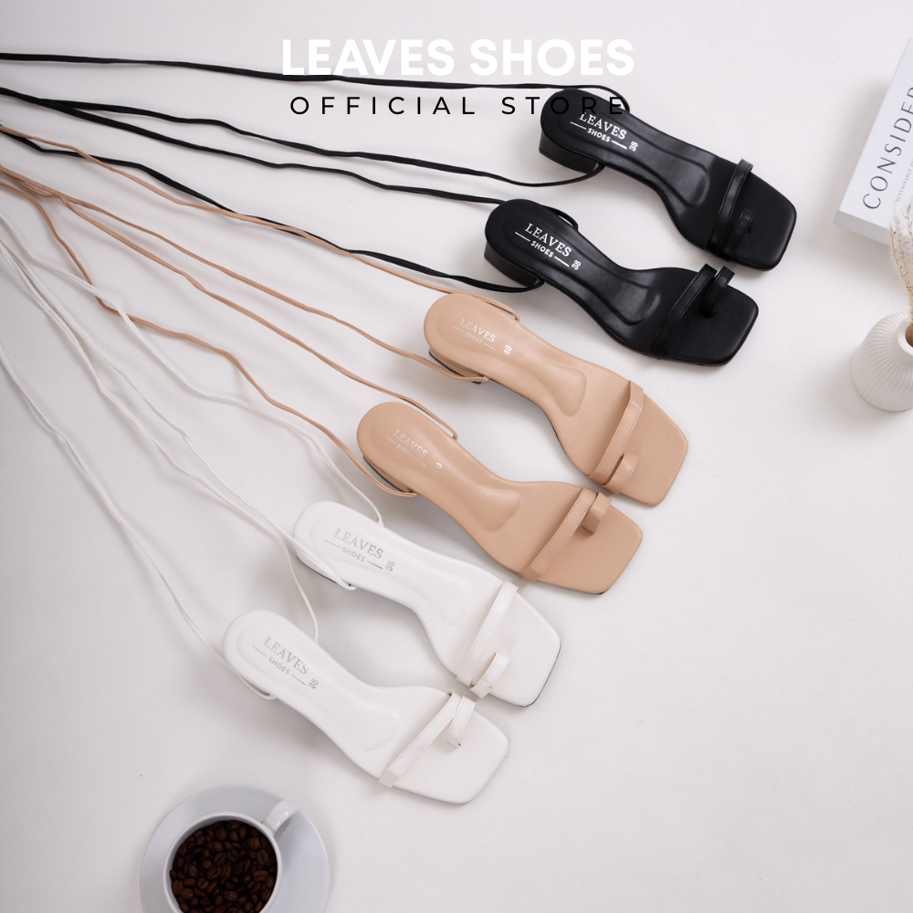 LEAVESSHOES รองเท้าส้นสูงผู้หญิงแฟชั่น ส้นแก้ว ส้นสูงสายเพชร ส้นสูง 2.5 นิ้ว สายใสคริสตัลระยิบระยับ ออกงาน รุ่น Mica