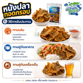 หนังปลากรอบ ต้มยำไข่เค็ม 200 กรัม ใบบัวซีฟู้ด | กรอบอร่อย คุ้มราคา แพ็คบับเบิล ส่งไว