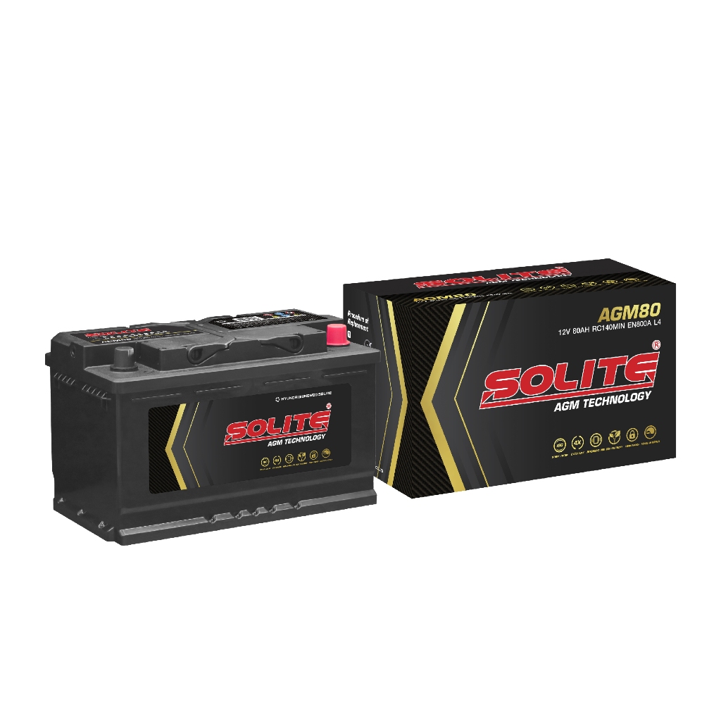 SOLITE  AGM  LN4 DIN80 ขั้ว L #MADE IN KOREA#รับประกัน 24 เดือน SMF ( Seal Lead Acid Maintenance Fre