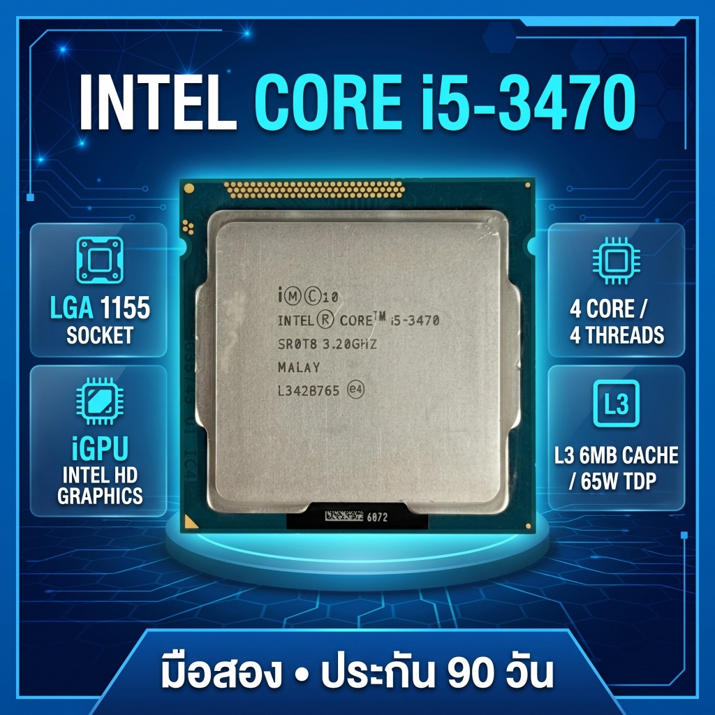 ซีพียูมือสอง CPU Intel Core i5-3470 3.2GHz (Gen3) Socket 1155 ประกัน 90 วัน