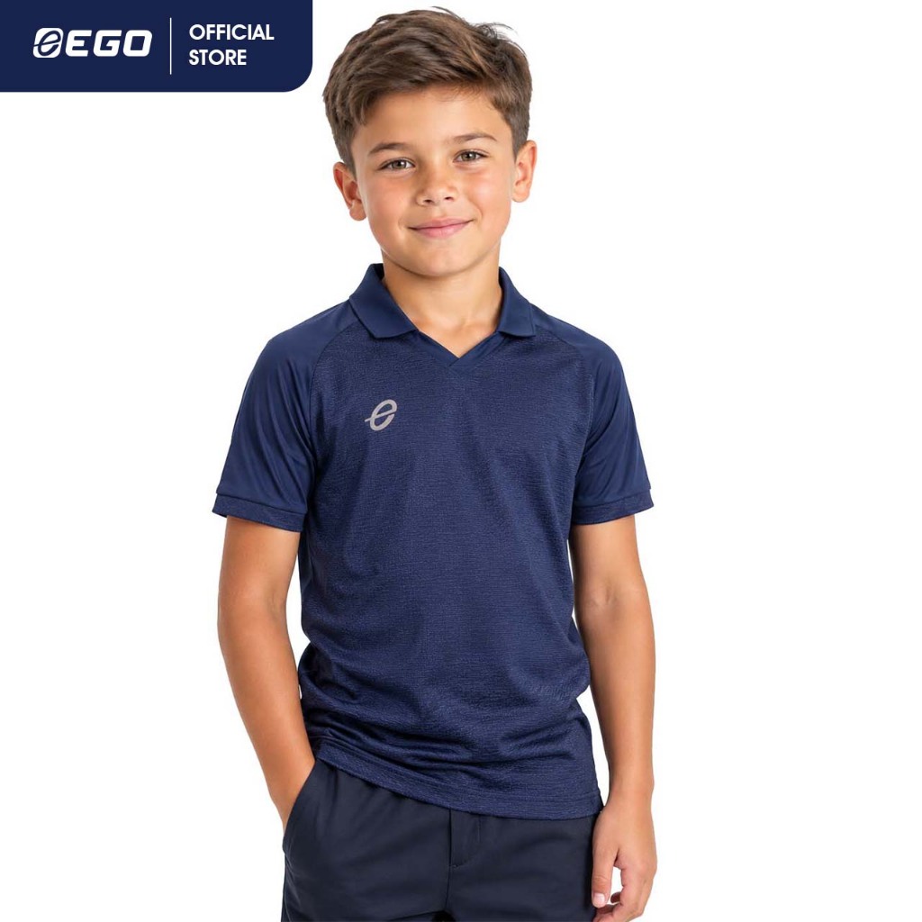 EG1022(KIDS) เสื้อฟุตบอลคอวีปกผ้าทอลายแขนสั้นเด็ก EGO SPORT