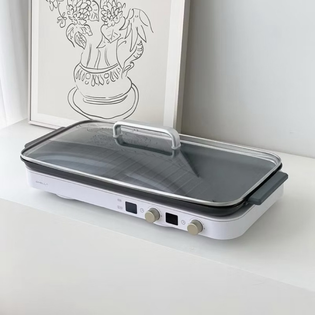พร้อมส่ง Ohella เตาแม่เหล็กไฟฟ้า induction 2 หัว 🇰🇷ของแท้(เตา + กระทะ + ฝา + แผ่นซิลิโคน)
