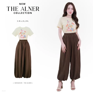 Thealner-AN504 (เซตเสื้อครีมลายกระต่ายกางเกงขาขายน้ำตาล)